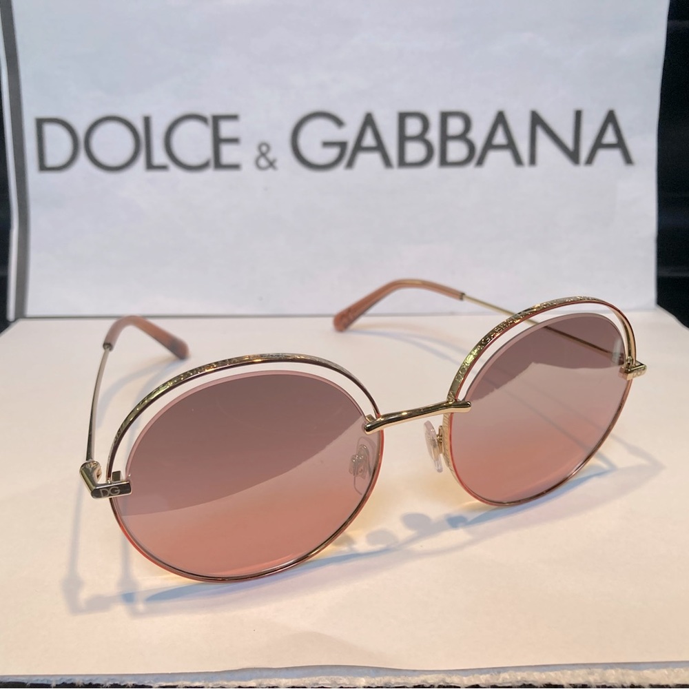 New Dolce & Gabbana Rose Gold Round Sunglasses DG2262 1346/7E